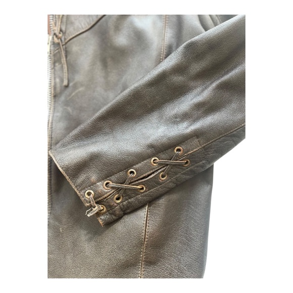 Vtg. Men's Leather Gallery Western Native Boho Lace-up Jacket Brown Beaded Rare - Picture 4 of 15